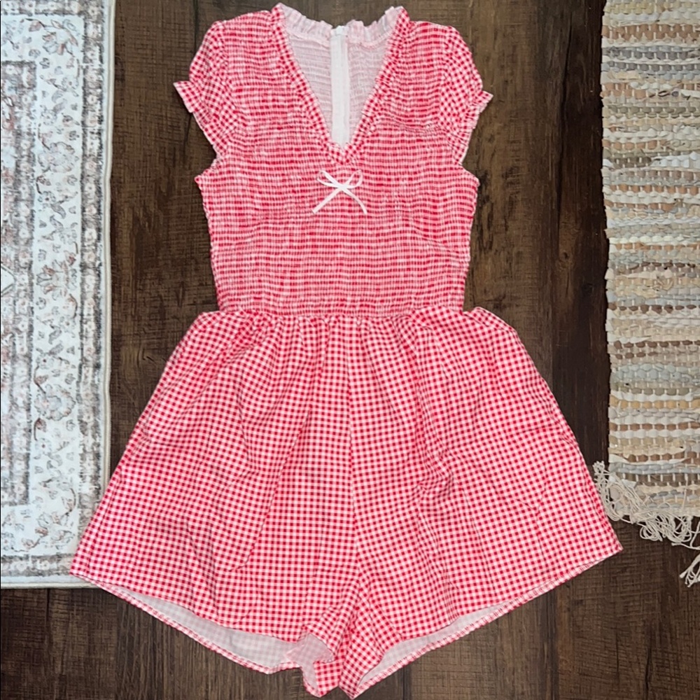 Red Gingham Romper